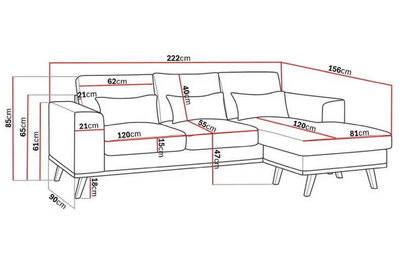 Copenhagen Compact 3-istuttava Käännettävä L-muotoinen Divaanisohva Kankaalla - Vaaleanharmaa - Huonekalut - Sohva - Divaanisohva - 3 istuttava sohva divaanilla