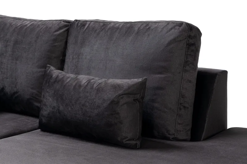 Copenhagen Compact 4-istuttava Oikeakätinen U-muotoinen Large Sohva Divaanilla ja Schäslongilla Sametilla - Tummanharmaa - Huonekalut - Sohva - Divaanisohva