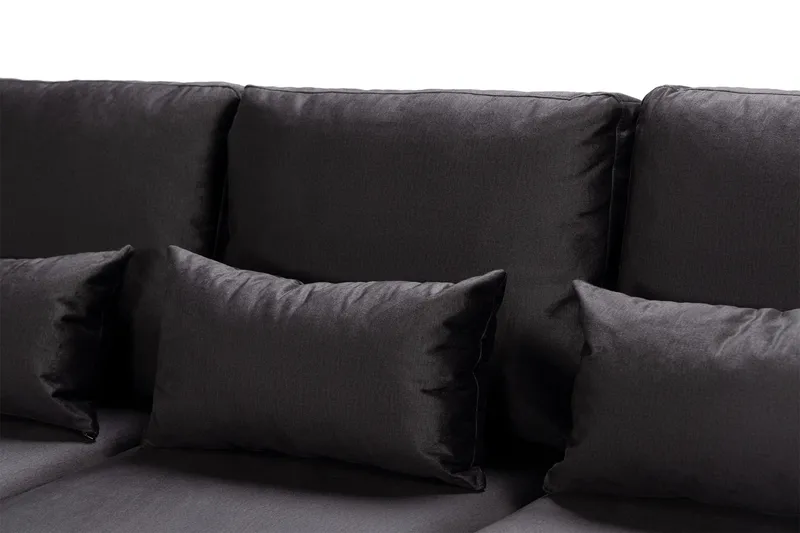 Copenhagen Compact 4-istuttava Vasenkätinen U-muotoinen Large Sohva Divaanilla ja Schäslongilla Sametilla - Tummanharmaa - Huonekalut - Sohva - Divaanisohva