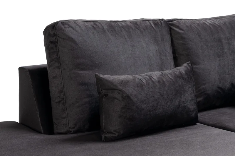 Copenhagen Compact 4-istuttava Vasenkätinen U-muotoinen Large Sohva Divaanilla ja Schäslongilla Sametilla - Tummanharmaa - Huonekalut - Sohva - Divaanisohva