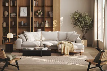 Copenhagen Premium 4-istuttava Oikeakätinen L-muotoinen Divaanisohva Kankaasta - Beige - Huonekalut - Sohva - Divaanisohva - 3 istuttava sohva divaanilla