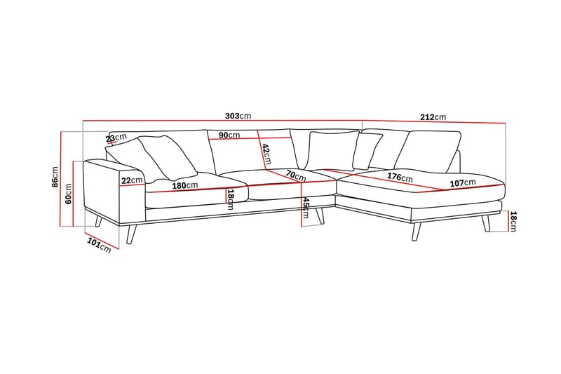 Copenhagen Premium 4-istuttava Oikeakätinen L-muotoinen Sohva Schäslongilla Kankaasta - Tummanruskea - Huonekalut - Sohva - Divaanisohva