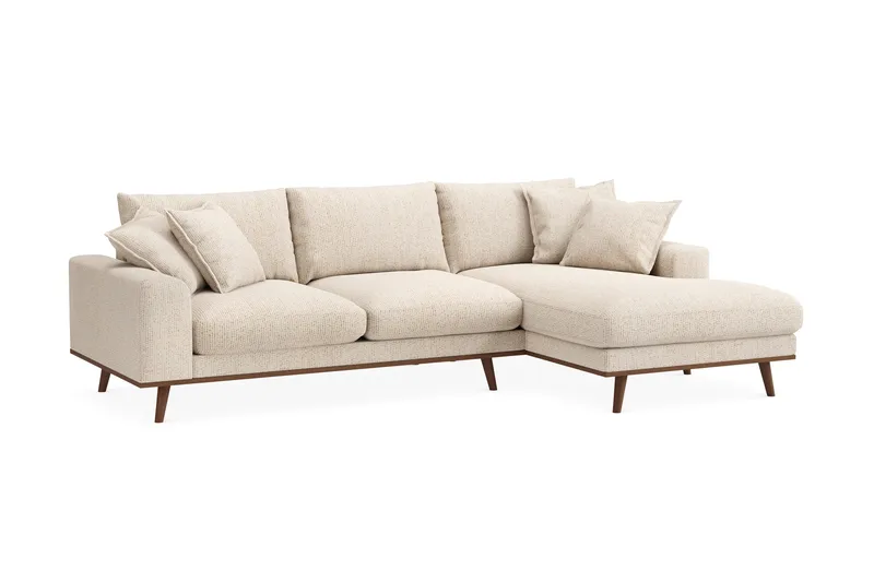 Copenhagen Premium 4-istuttava Oikeakätinen L-muotoinen Divaanisohva Chenillekankaalla - Beige - Huonekalut - Sohva - Divaanisohva