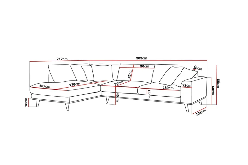 Copenhagen Premium 4-istuttava Vasenkätinen L-muotoinen Sohva Schäslongilla Kankaasta - Ruskea - Huonekalut - Sohva - Divaanisohva