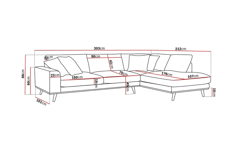 Copenhagen Premium 4-istuttava Oikeakätinen L-muotoinen Sohva Schäslongilla Kankaasta - Vaaleanruskea - Huonekalut - Sohva - Divaanisohva