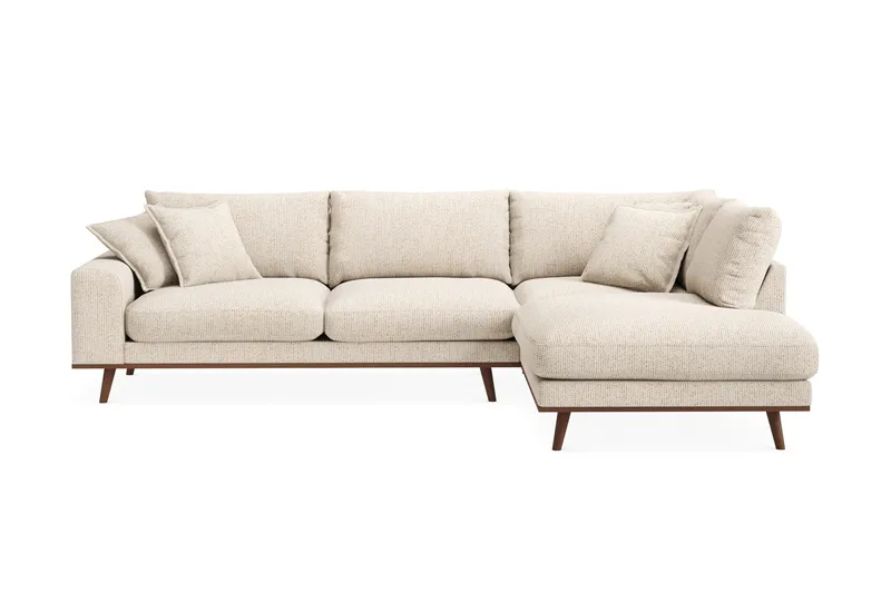 Copenhagen Premium 4-istuttava Oikeakätinen L-muotoinen Sohva Schäslongilla Chenillekankaalla, Beige