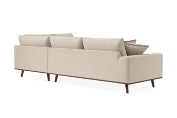 Copenhagen Premium 4-istuttava Oikeakätinen L-muotoinen Sohva Schäslongilla Chenillekankaalla - Beige - Huonekalut - Sohva - Divaanisohva