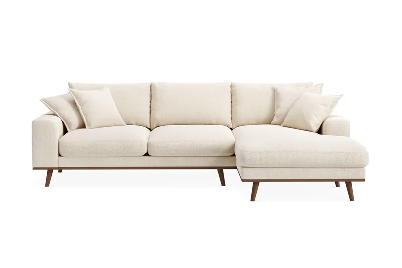 Copenhagen Premium 4-istuttava Oikeakätinen L-muotoinen Divaanisohva Chenillekankaalla, Vaalea beige