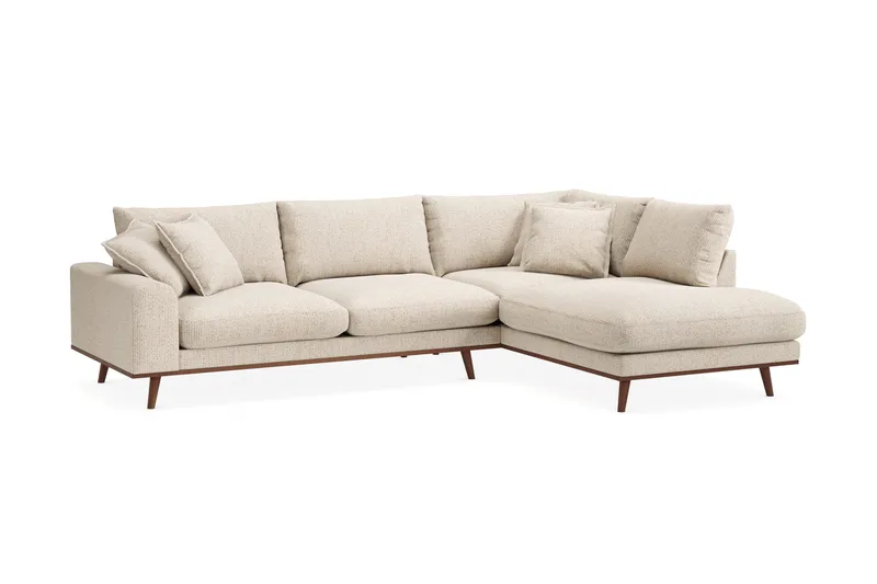 Copenhagen Premium 4-istuttava Oikeakätinen L-muotoinen Sohva Schäslongilla Chenillekankaalla - Beige - Huonekalut - Sohva - Divaanisohva