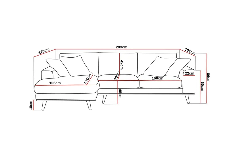 Copenhagen Premium 4-istuttava Vasenkätinen L-muotoinen Divaanisohva Kankaasta - Beige - Huonekalut - Sohva - Divaanisohva - 3 istuttava sohva divaanilla