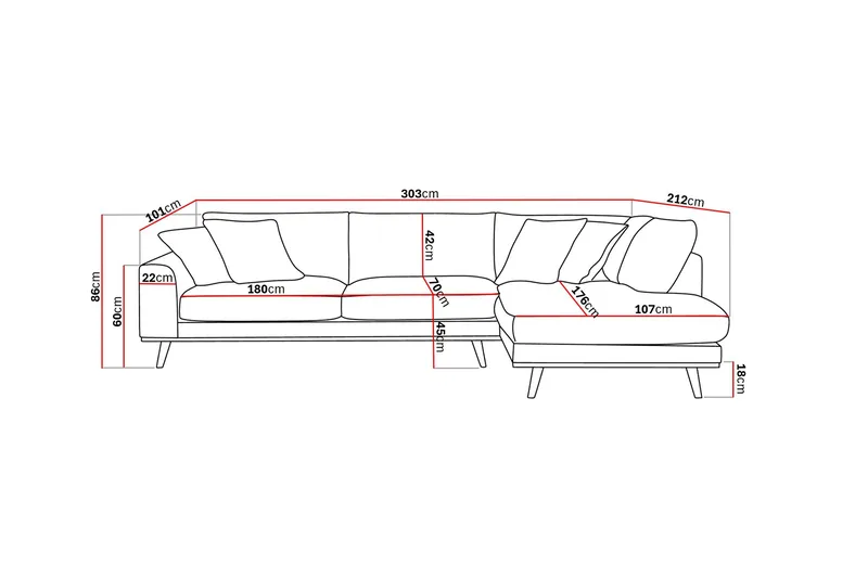 Copenhagen Premium 4-istuttava Oikeakätinen L-muotoinen Sohva Schäslongilla Kankaasta - Beige - Huonekalut - Sohva - Divaanisohva