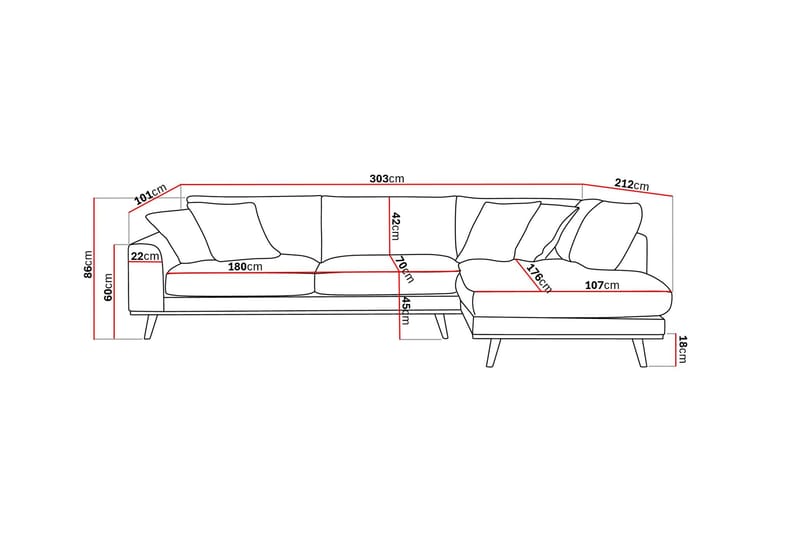 Copenhagen Premium 4-istuttava Oikeakätinen L-muotoinen Sohva Schäslongilla Kankaasta - Vaaleanruskea - Huonekalut - Sohva - Divaanisohva