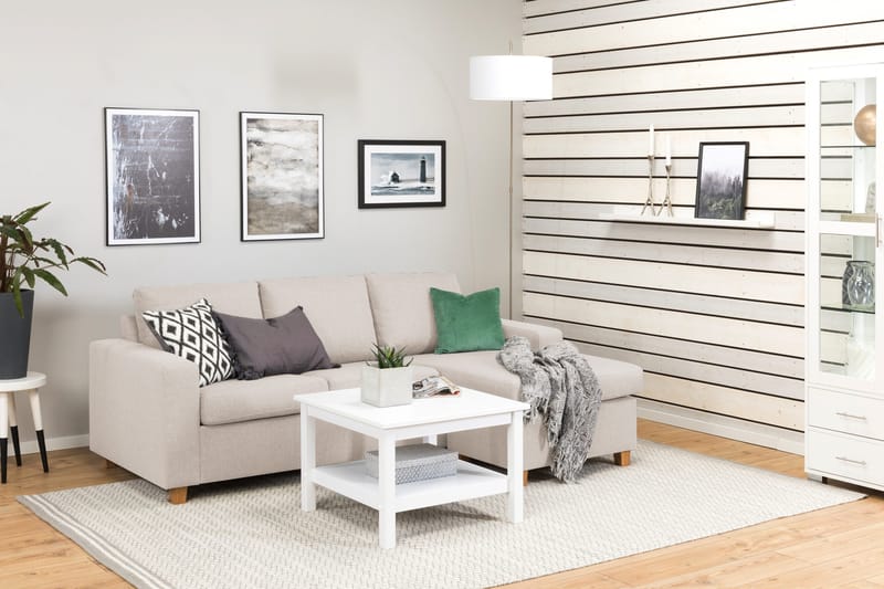 Crazy 3-istuttava Käännettävä L-muotoinen Divaanisohva Kankaalla - Beige - Huonekalut - Sohva - Divaanisohva - 3 istuttava sohva divaanilla