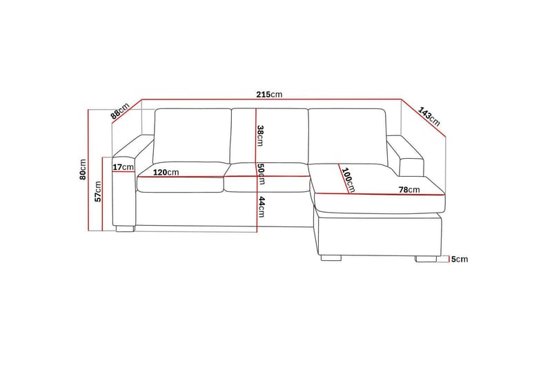 Crazy 3-istuttava Käännettävä L-muotoinen Divaanisohva Kankaalla - Beige - Huonekalut - Sohva - Divaanisohva - 3 istuttava sohva divaanilla