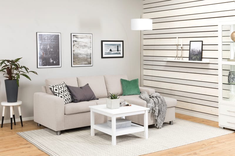 Crazy 3-istuttava Käännettävä L-muotoinen Divaanisohva Kankaalla - Beige - Huonekalut - Sohva - Divaanisohva - 3 istuttava sohva divaanilla