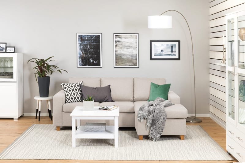 Crazy 3-istuttava Käännettävä L-muotoinen Divaanisohva Kankaalla - Beige - Huonekalut - Sohva - Divaanisohva - 3 istuttava sohva divaanilla