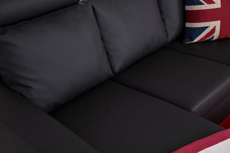 Crazy 3-istuttava Käännettävä L-muotoinen Divaanisohva Keinonahkalla - Musta - Huonekalut - Sohva - Divaanisohva - 3 istuttava sohva divaanilla