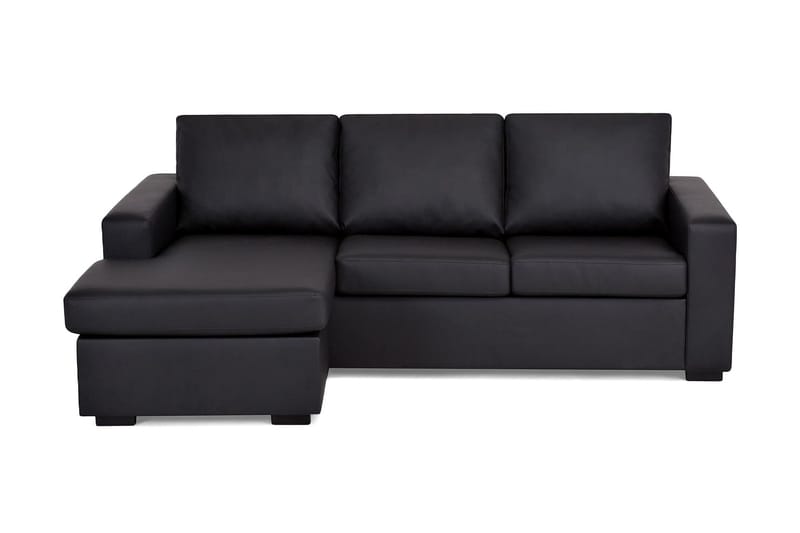 Crazy 3-istuttava Käännettävä L-muotoinen Divaanisohva Keinonahkalla, Musta