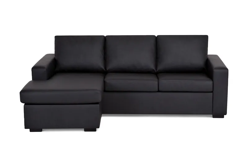 Crazy 3-istuttava Käännettävä L-muotoinen Divaanisohva Keinonahkalla - Musta - Huonekalut - Sohva - Divaanisohva - 3 istuttava sohva divaanilla