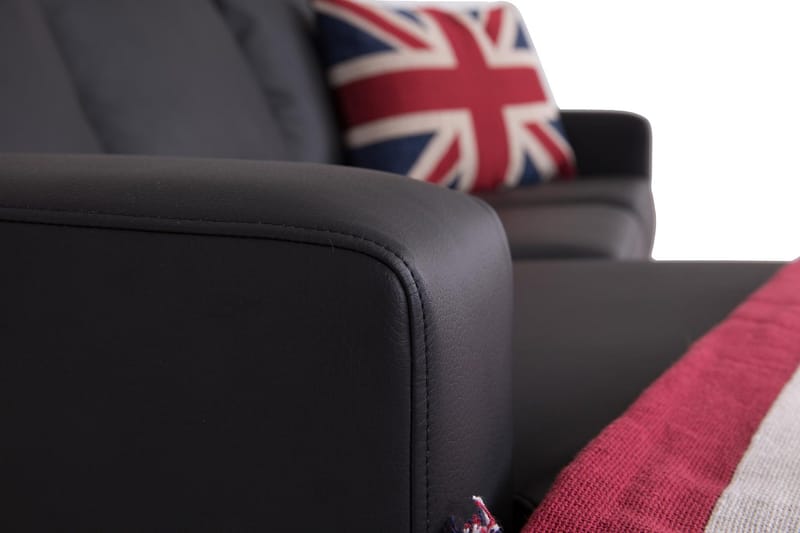 Crazy 3-istuttava Käännettävä L-muotoinen Divaanisohva Keinonahkalla - Musta - Huonekalut - Sohva - Divaanisohva - 3 istuttava sohva divaanilla