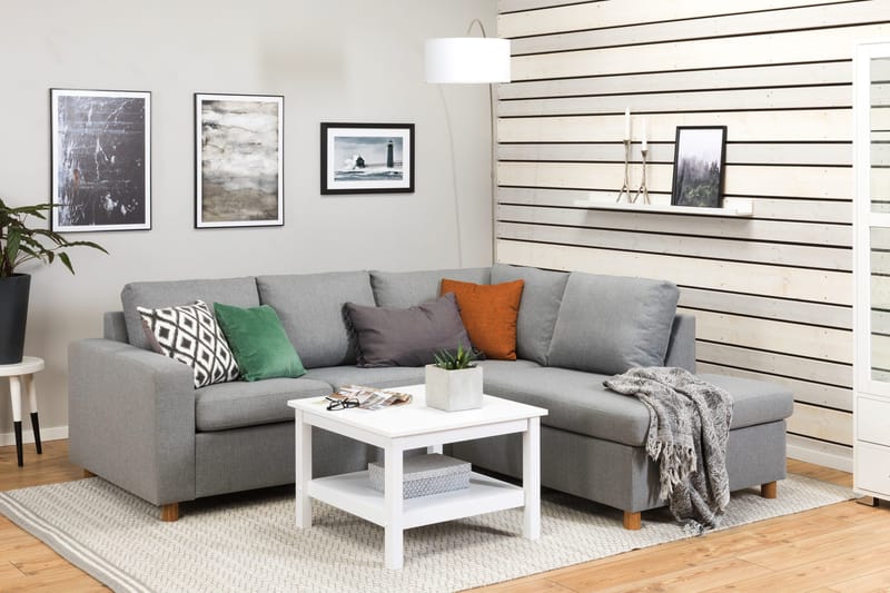 Crazy 3-istuttava Oikeakätinen L-muotoinen Divaanisohva Kankaalla - Harmaa - Huonekalut - Sohva - Divaanisohva - 2 istuttava sohva divaanilla