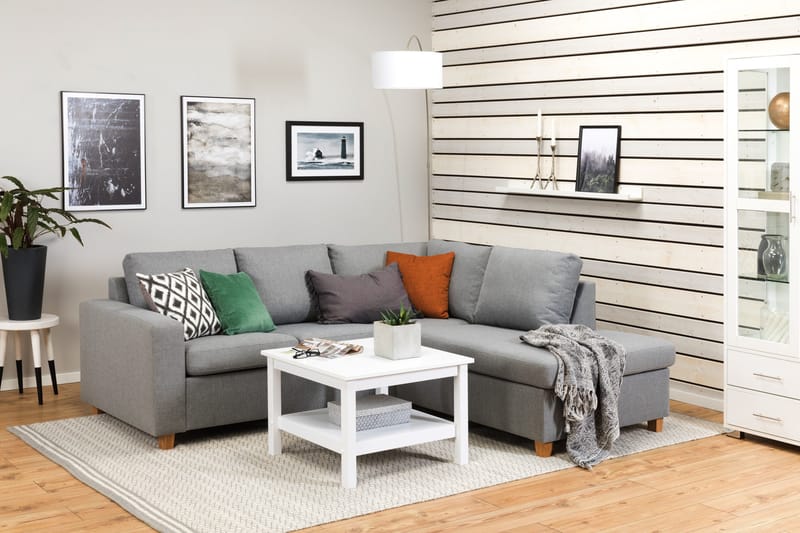 Crazy 3-istuttava Oikeakätinen L-muotoinen Divaanisohva Kankaalla - Harmaa - Huonekalut - Sohva - Divaanisohva - 2 istuttava sohva divaanilla