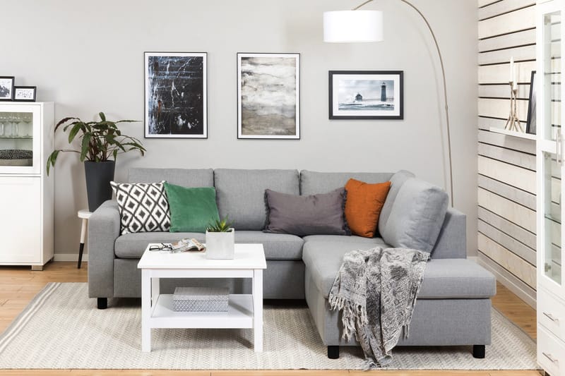 Crazy 3-istuttava Oikeakätinen L-muotoinen Divaanisohva Kankaalla - Harmaa - Huonekalut - Sohva - Divaanisohva - 2 istuttava sohva divaanilla