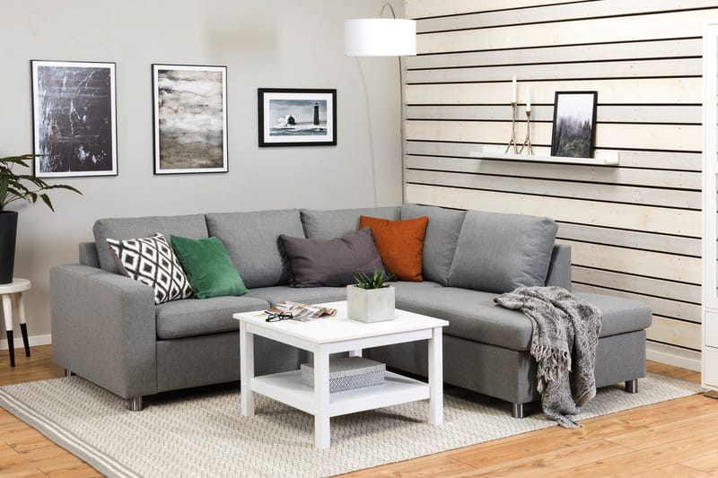 Crazy 3-istuttava Oikeakätinen L-muotoinen Divaanisohva Kankaalla - Harmaa - Huonekalut - Sohva - Divaanisohva - 2 istuttava sohva divaanilla