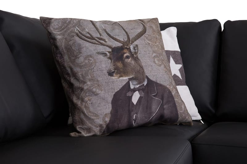 Crazy 3-istuttava Oikeakätinen L-muotoinen Divaanisohva Keinonahkalla - Musta - Huonekalut - Sohva - Divaanisohva - 2 istuttava sohva divaanilla