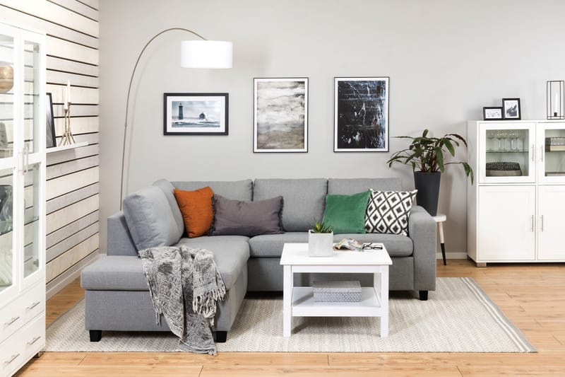 Crazy 3-istuttava Vasenkätinen L-muotoinen Divaanisohva Kankaalla - Harmaa - Huonekalut - Sohva - Divaanisohva - 2 istuttava sohva divaanilla