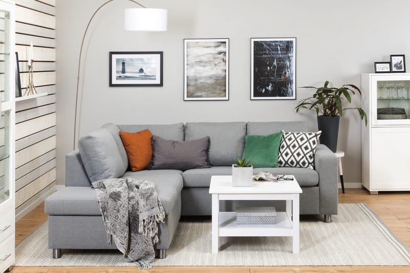 Crazy 3-istuttava Vasenkätinen L-muotoinen Divaanisohva Kankaalla - Harmaa - Huonekalut - Sohva - Divaanisohva - 2 istuttava sohva divaanilla