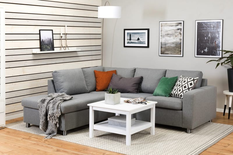 Crazy 3-istuttava Vasenkätinen L-muotoinen Divaanisohva Kankaalla - Harmaa - Huonekalut - Sohva - Divaanisohva - 2 istuttava sohva divaanilla