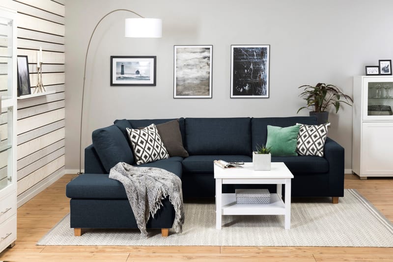 Crazy 3-istuttava Vasenkätinen L-muotoinen Divaanisohva Kankaalla - Sininen - Huonekalut - Sohva - Divaanisohva