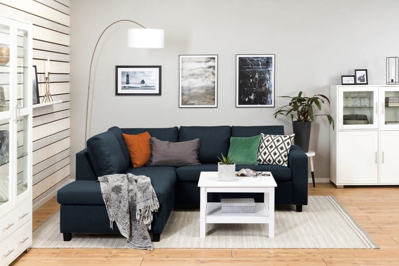 Crazy 3-istuttava Vasenkätinen L-muotoinen Divaanisohva Kankaalla - Sininen - Huonekalut - Sohva - Divaanisohva - 2 istuttava sohva divaanilla