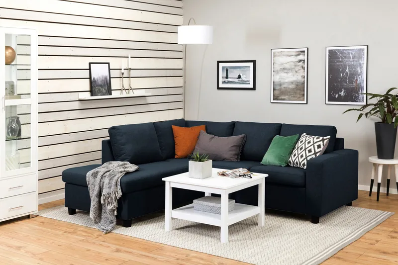 Crazy 3-istuttava Vasenkätinen L-muotoinen Divaanisohva Kankaalla - Sininen - Huonekalut - Sohva - Divaanisohva - 2 istuttava sohva divaanilla