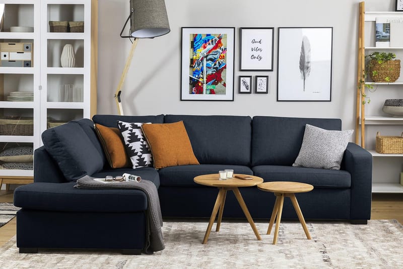Crazy 3-istuttava Vasenkätinen L-muotoinen Divaanisohva Kankaalla - Sininen - Huonekalut - Sohva - Divaanisohva