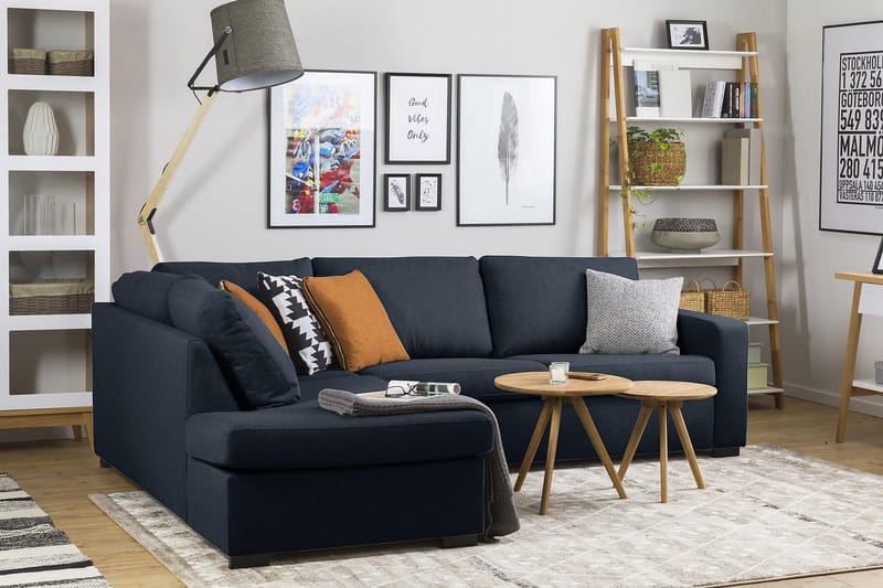 Crazy 3-istuttava Vasenkätinen L-muotoinen Divaanisohva Kankaalla - Sininen - Huonekalut - Sohva - Divaanisohva