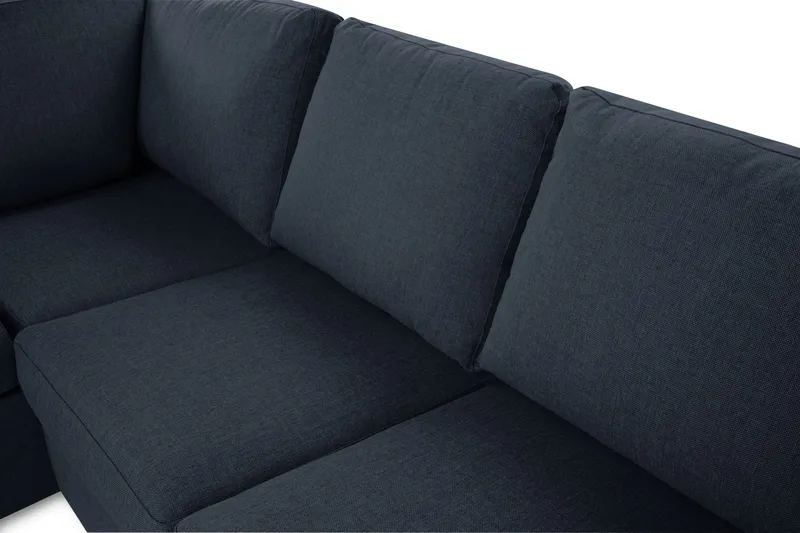 Crazy 3-istuttava Vasenkätinen L-muotoinen Schäslongsohva Kankaalla - Sininen - Huonekalut - Sohva - Divaanisohva - 3 istuttava sohva divaanilla
