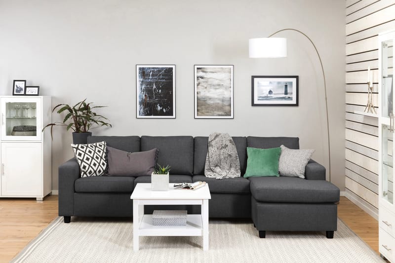 Crazy 4-istuttava Käännettävä L-muotoinen Divaanisohva Kankaalla - Tummanharmaa - Huonekalut - Sohva - Divaanisohva - 4 istuttava sohva divaanilla