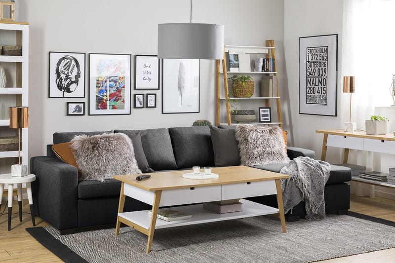 Crazy 4-istuttava Käännettävä L-muotoinen Divaanisohva Kankaalla - Tummanharmaa - Huonekalut - Sohva - Divaanisohva - 4 istuttava sohva divaanilla