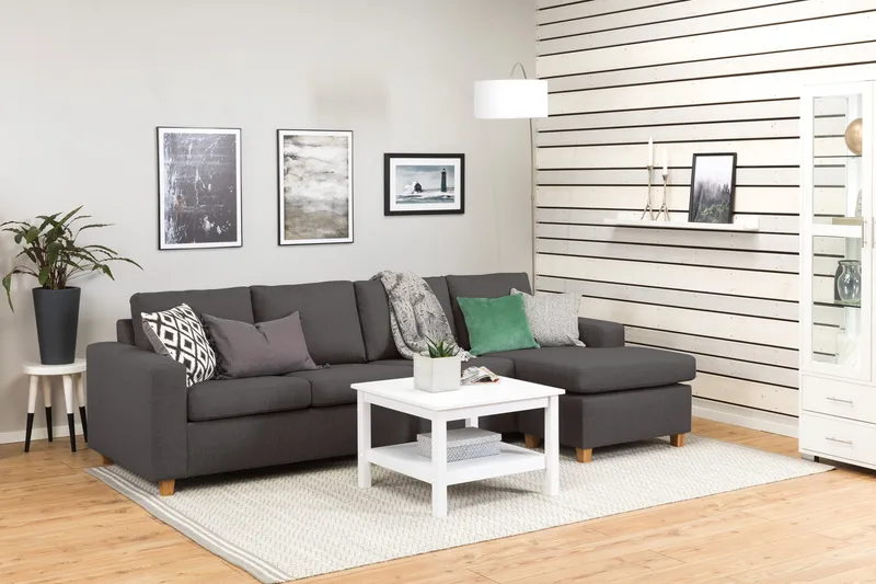 Crazy 4-istuttava Käännettävä L-muotoinen Divaanisohva Kankaalla - Tummanharmaa - Huonekalut - Sohva - Divaanisohva - 4 istuttava sohva divaanilla