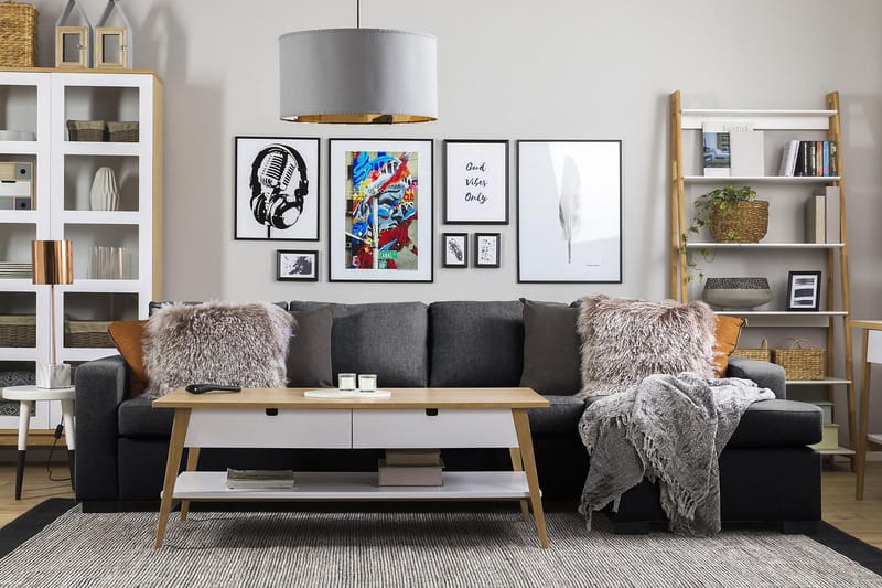 Crazy 4-istuttava Käännettävä L-muotoinen Divaanisohva Kankaalla - Tummanharmaa - Huonekalut - Sohva - Divaanisohva - 4 istuttava sohva divaanilla