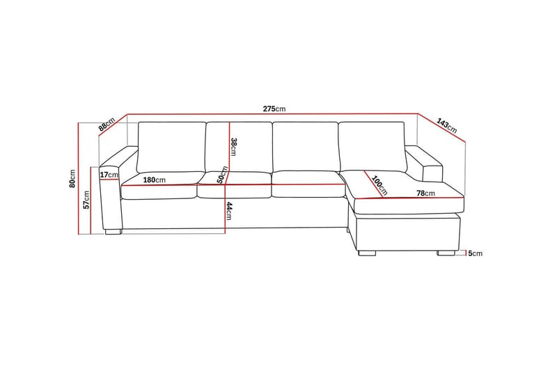 Crazy 4-istuttava Käännettävä L-muotoinen Divaanisohva Kankaalla - Tummanharmaa - Huonekalut - Sohva - Divaanisohva - 4 istuttava sohva divaanilla