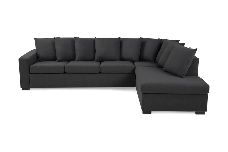 Crazy 4-istuttava Oikeakätinen L-muotoinen Schäslongsohva Kankaalla sis. Kuorityynyt, Tummanharmaa