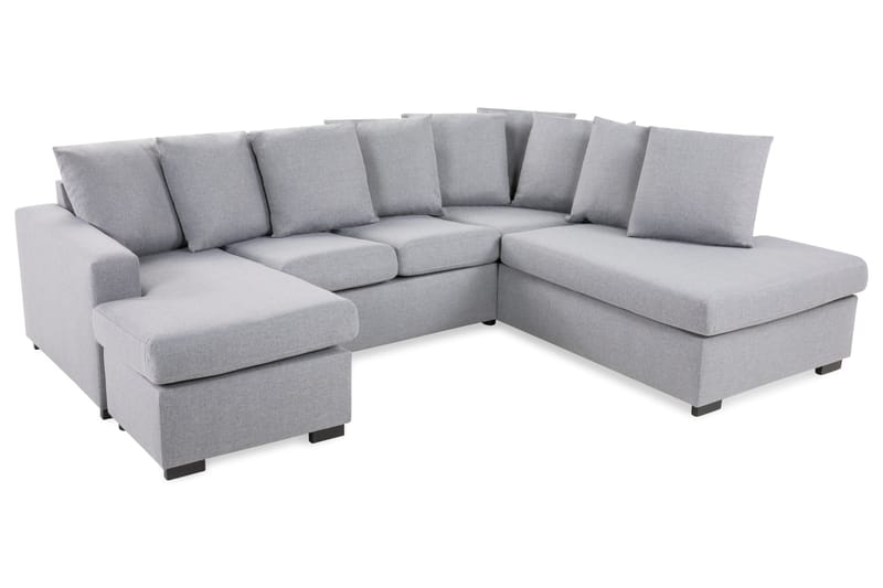 Crazy 4-istuttava Oikeakätinen U-muotoinen Small Sohva Divaanilla ja Schäslongilla Kankaalla sis. Kuorityynyt - Harmaa - Huonekalut - Sohva - Divaanisohva