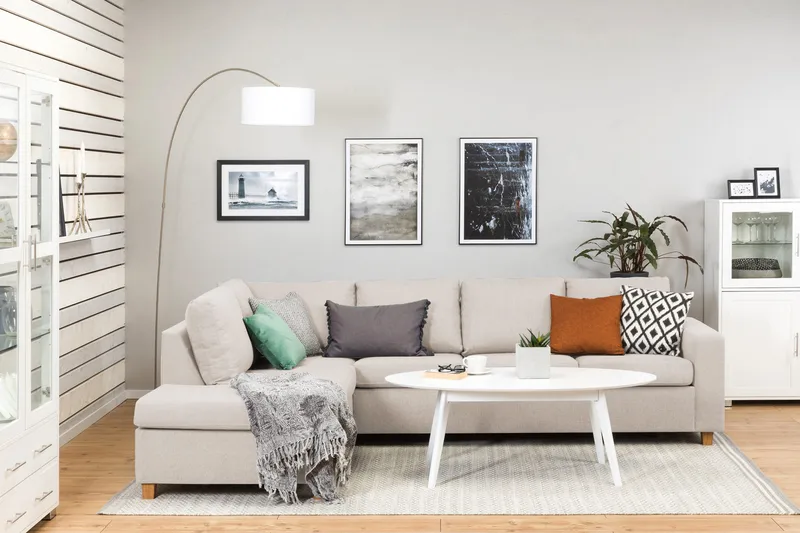 Crazy 4-istuttava Vasenkätinen L-muotoinen Divaanisohva Kankaalla - Beige - Huonekalut - Sohva - Divaanisohva - 3 istuttava sohva divaanilla