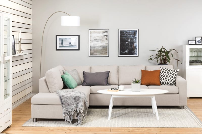 Crazy 4-istuttava Vasenkätinen L-muotoinen Divaanisohva Kankaalla - Beige - Huonekalut - Sohva - Divaanisohva - 3 istuttava sohva divaanilla