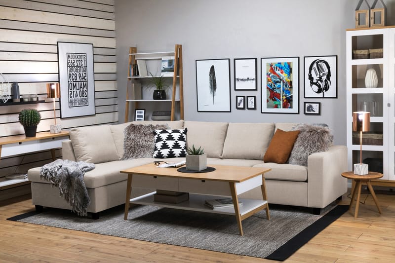 Crazy 4-istuttava Vasenkätinen L-muotoinen Divaanisohva Kankaalla - Beige - Huonekalut - Sohva - Divaanisohva - 3 istuttava sohva divaanilla