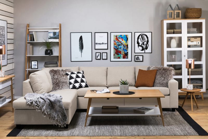 Crazy 4-istuttava Vasenkätinen L-muotoinen Divaanisohva Kankaalla - Beige - Huonekalut - Sohva - Divaanisohva - 3 istuttava sohva divaanilla