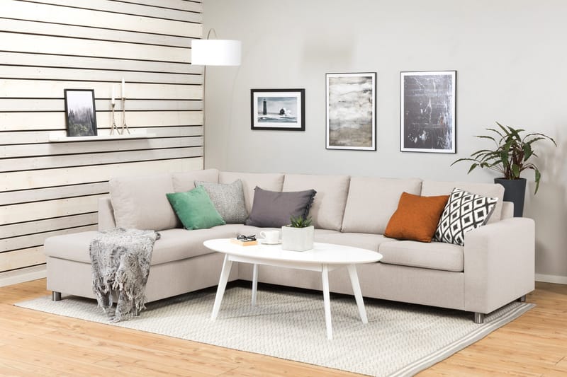 Crazy 4-istuttava Vasenkätinen L-muotoinen Divaanisohva Kankaalla - Beige - Huonekalut - Sohva - Divaanisohva - 3 istuttava sohva divaanilla